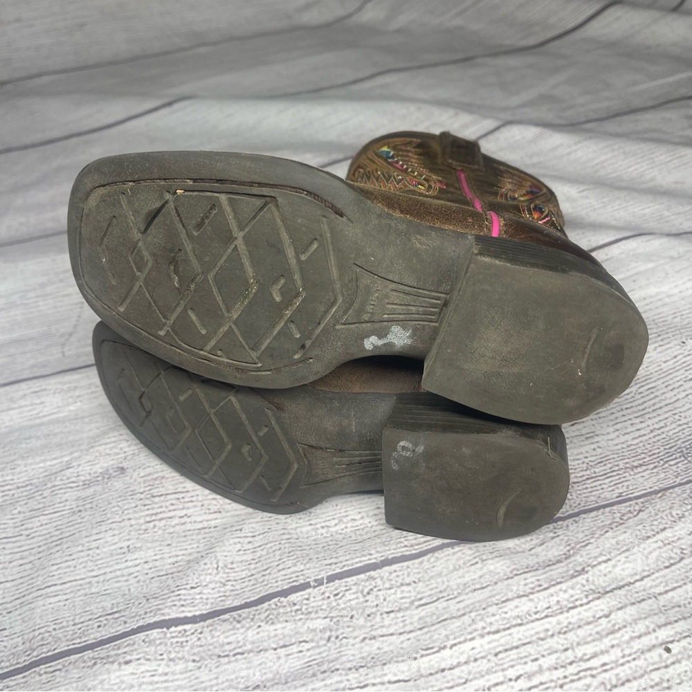 Ariat Girls Size 10 Quickdraw VentTEK Brown Western Boots - Picture 6 of 6